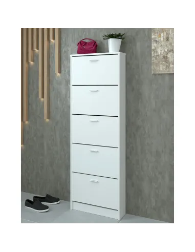 Dulap pantofi, 5 rafturi, alb, MOBI 15 | MobilaOK