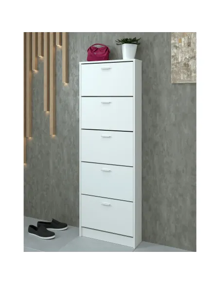 Dulap pantofi, 5 rafturi, alb, MOBI 15 | MobilaOK