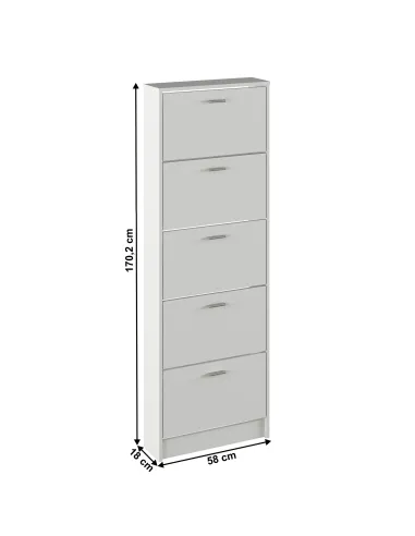 Dulap pantofi, 5 rafturi, alb, MOBI 15 | MobilaOK