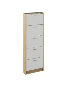 Dulap pantofi, 5 rafturi, stejar sonoma/ alb, MOBI 15 | MobilaOK