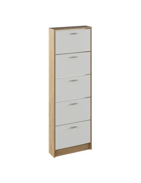 Dulap pantofi, 5 rafturi, stejar sonoma/ alb, MOBI 15 | MobilaOK