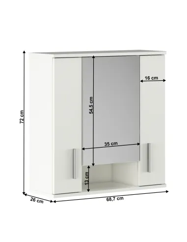 Dulap suspendat LESSY NEW 01 pentru hol/dormitor/baie, 68.7x26x72 cm, PAL melaminat | MobilaOK