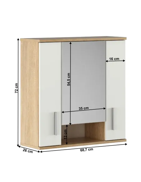 Dulap suspendat LESSY NEW, hol/dormitor, 68.7x72x26 cm, PAL melaminat | MobilaOK