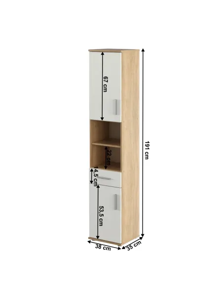 Dulap înalt LESSY NEW 05 pentru hol/dormitor, 38x35x191 cm, PAL melaminat | MobilaOK
