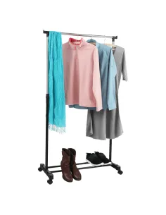 Cuier Mobil, DOLFO NEW, hol/dormitor/dressing, 75.5x43x92-159 cm, metal/plastic negru | MobilaOK