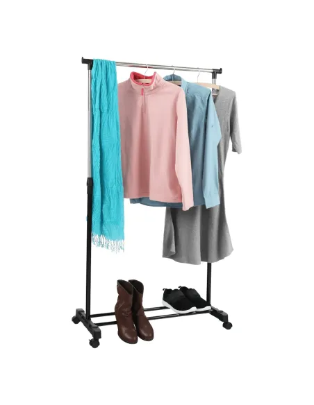 Cuier Mobil, DOLFO NEW, hol/dormitor/dressing, 75.5x43x92-159 cm, metal/plastic negru | MobilaOK