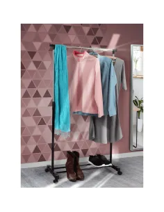 Cuier Mobil, DOLFO NEW, hol/dormitor/dressing, 75.5x43x92-159 cm, metal/plastic negru | MobilaOK 2