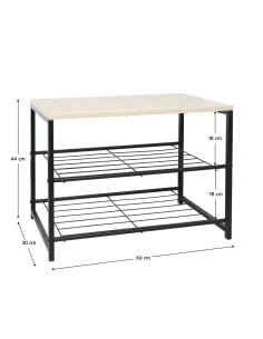 Suport pentru pantofi TADEO, hol/dormitor, 60x30x44 cm, metal și lemn | MobilaOK 2