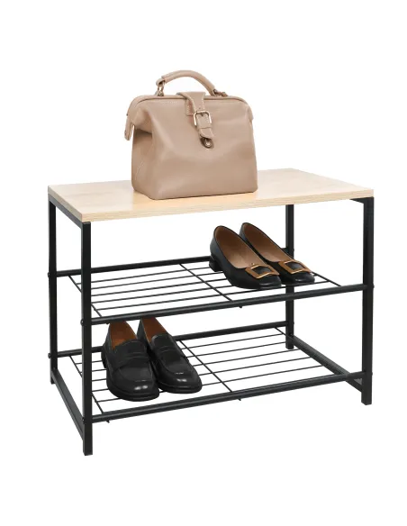 Suport pentru pantofi TADEO, hol/dormitor, 60x30x44 cm, metal și lemn | MobilaOK
