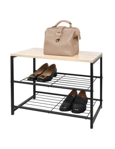 Suport pentru pantofi TADEO, hol/dormitor, 60x30x44 cm, metal și lemn | MobilaOK
