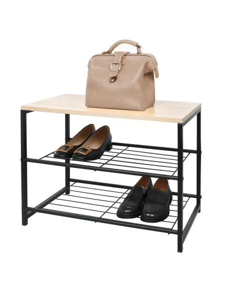 Suport pentru pantofi TADEO, hol/dormitor, 60x30x44 cm, metal și lemn | MobilaOK