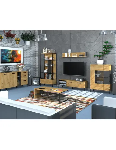 Măsuță de cafea SANTANA 120, living, 120x60x39.4 cm, PAL laminat stejar/antracit | MobilaOK