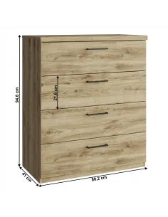 Comodă DORSI 4S pentru dormitor, 80.2x41x94.6 cm, PAL melaminat | MobilaOK 2