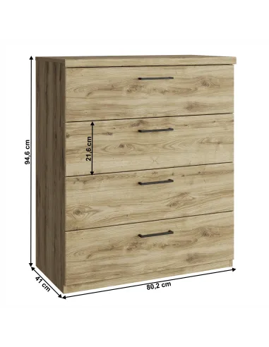 Comodă DORSI 4S pentru dormitor, 80.2x41x94.6 cm, PAL melaminat | MobilaOK