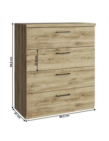 Comodă DORSI 4S pentru dormitor, 80.2x41x94.6 cm, PAL melaminat | MobilaOK