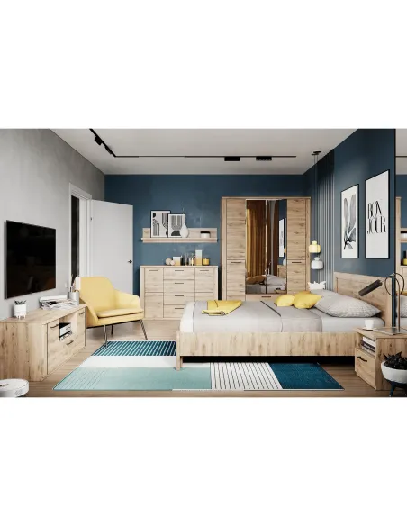 Raft DORSI 135 living, dormitor, hol 135x21.6x26.7 cm PAL laminat stejar navarra | MobilaOK
