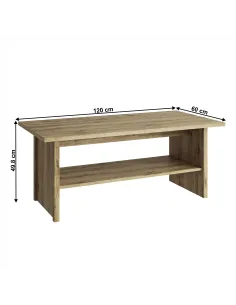 Măsuță de cafea DORSI 120, living, 120x60x49.8 cm, PAL laminat stejar navarra | MobilaOK 2