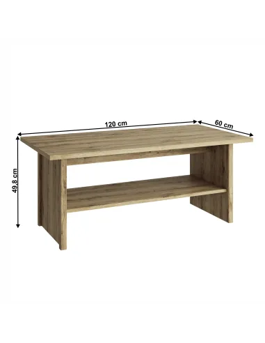 Măsuță de cafea DORSI 120, living, 120x60x49.8 cm, PAL laminat stejar navarra | MobilaOK