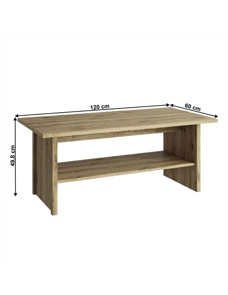 Măsuță de cafea DORSI 120, living, 120x60x49.8 cm, PAL laminat stejar navarra | MobilaOK