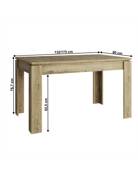 Masă pliantă DORSI, dining/birou, 132/175x80 cm, PAL laminat stejar navarra | MobilaOK