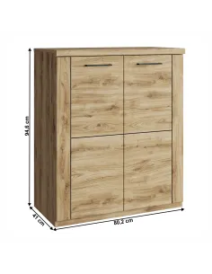 Comodă DORSI 2D, dormitor/hol, 80.2x41x94.6 cm, PAL melaminat stejar navarra | MobilaOK 2