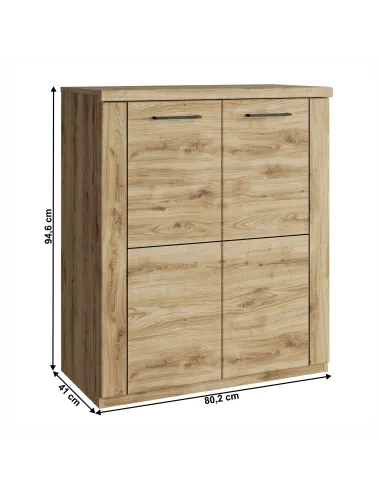 Comodă DORSI 2D, dormitor/hol, 80.2x41x94.6 cm, PAL melaminat stejar navarra | MobilaOK