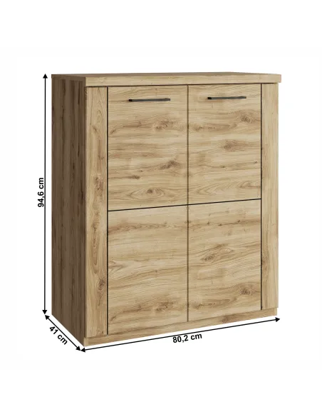 Comodă DORSI 2D, dormitor/hol, 80.2x41x94.6 cm, PAL melaminat stejar navarra | MobilaOK