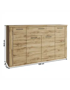 Comodă 4D1S, dormitor, 160x41x94.6 cm, PAL stejar navarra | MobilaOK 2