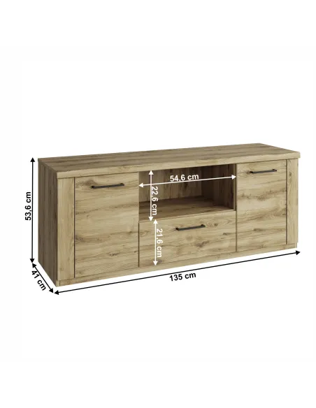 Comodă TV DORSI, living, 135x41x53.6 cm, PAL stejar navarra | MobilaOK