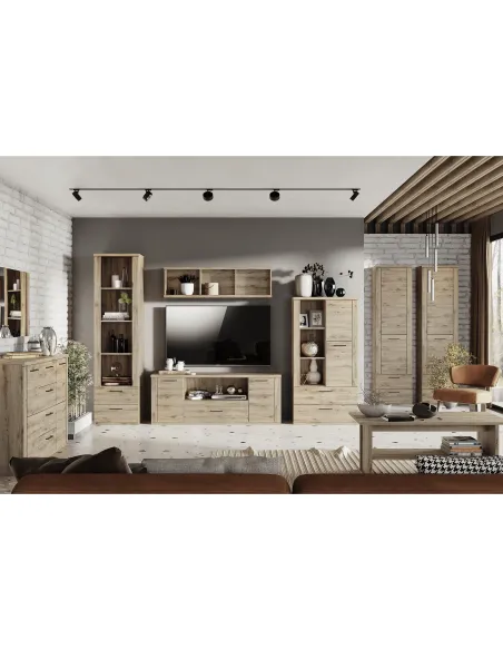 Comodă TV DORSI, living, 180x41x63.4 cm, PAL laminat stejar navarra | MobilaOK