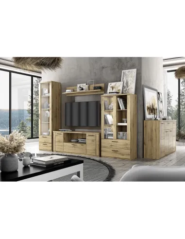 Comodă TV DORSI, living, 180x41x63.4 cm, PAL laminat stejar navarra | MobilaOK