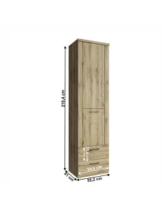 Raft DORSI 1D2S pentru living/dormitor, 55x41x210 cm, PAL melaminat stejar | MobilaOK 2