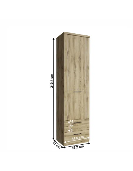 Raft DORSI 1D2S pentru living/dormitor, 55x41x210 cm, PAL melaminat stejar | MobilaOK