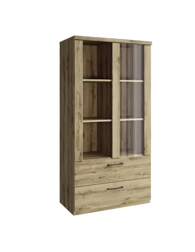 Vitrină DORSI 1W2S, living/hol/birou, 80.2x41x157.1 cm, PAL/MDF/Sticlă | MobilaOK