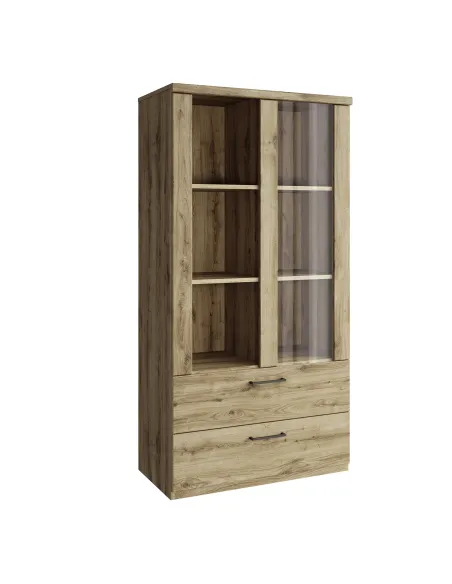 Vitrină DORSI 1W2S, living/hol/birou, 80.2x41x157.1 cm, PAL/MDF/Sticlă | MobilaOK