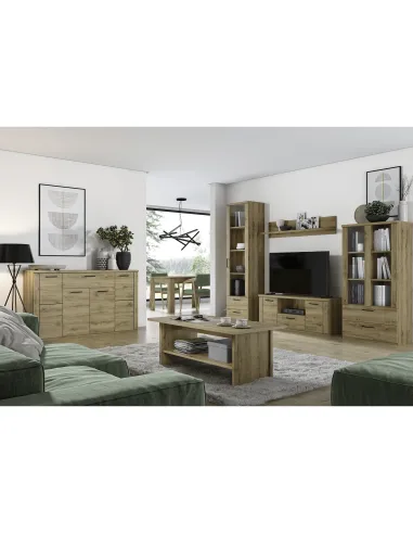 Vitrină DORSI 1W2S, living/hol/birou, 80.2x41x157.1 cm, PAL/MDF/Sticlă | MobilaOK