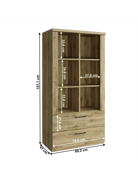 Raft DORSI, hol/dormitor/birou, 80.2x41x157.1 cm, PAL laminat stejar navarra | MobilaOK
