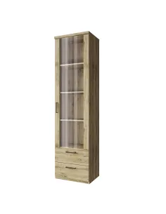 Vitrină DORSI 1W2S, living/dormitor, 55x41x210 cm, PAL/MDF stejar navarra | MobilaOK