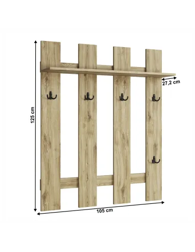 Panou Cuier DORSI 105, hol/dormitor/birou, 105x27.2x125 cm, PAL laminat stejar navarra | MobilaOK