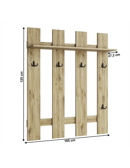 Panou Cuier DORSI 105, hol/dormitor/birou, 105x27.2x125 cm, PAL laminat stejar navarra | MobilaOK