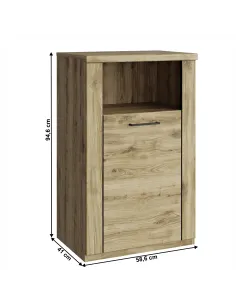 Dulap DORSI 1D, stejar navarra, pentru dormitor/hol, 58.6x41x94.6 cm, PAL | MobilaOK 2
