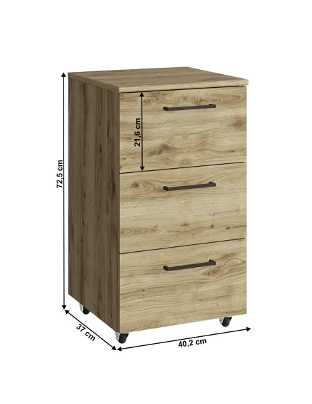 Container, DORSI 3S, living/dormitor/birou, 40.2x37x72.5 cm, PAL laminat stejar navarra | MobilaOK
