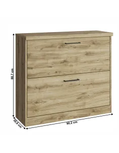 Dulap de pantofi DORSI 2K, stejar navarra, hol/dormitor, 90x31x81 cm, PAL melaminat | MobilaOK 2
