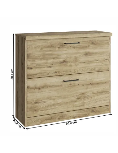 Dulap de pantofi DORSI 2K, stejar navarra, hol/dormitor, 90x31x81 cm, PAL melaminat | MobilaOK