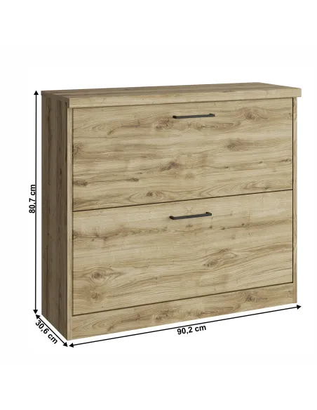 Dulap de pantofi DORSI 2K, stejar navarra, hol/dormitor, 90x31x81 cm, PAL melaminat | MobilaOK