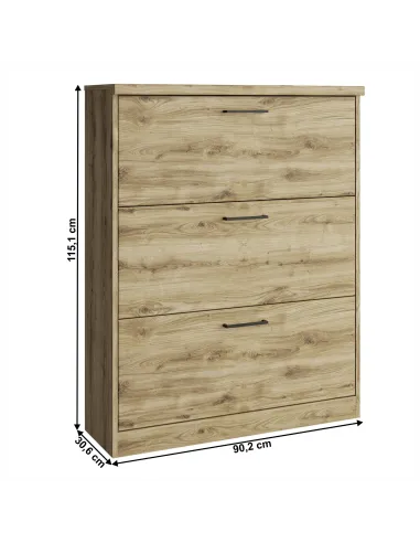 Dulap Pantofi DORSI 3K, hol/dormitor, 90x30x115 cm, PAL/MDF stejar navarra | MobilaOK