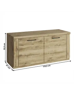 Dulap pantofi DORSI 2D, hol/coridor, 110.2x41x52.8 cm, PAL melaminat | MobilaOK 2