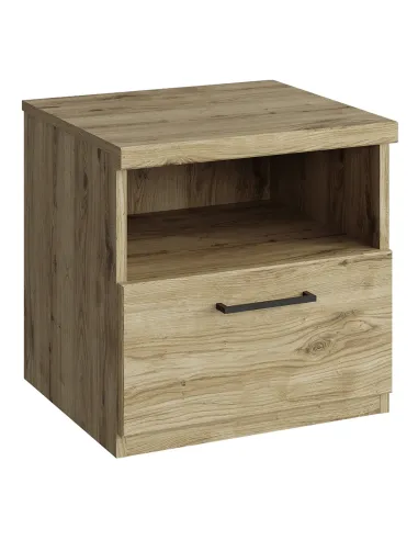 Noptieră DORSI 1S pentru dormitor, 45.2x41x45 cm, PAL laminat stejar navarra | MobilaOK