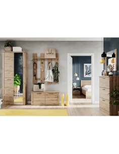 Dulap DORSI, dormitor/hol, 90.2x41x210.4 cm, PAL melaminat stejar navarra | MobilaOK 2