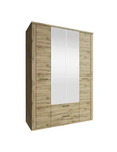 Dulap DORSI 4D2S cu oglindă pentru dormitor, 150x60,9x210,4 cm, PAL melaminat | MobilaOK